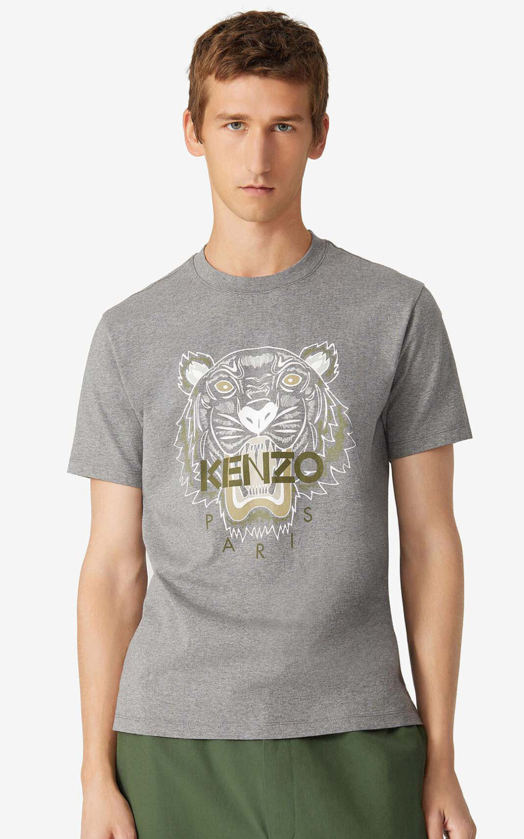 T Shirt Kenzo Tiger Homme Grise | ASZG-32579